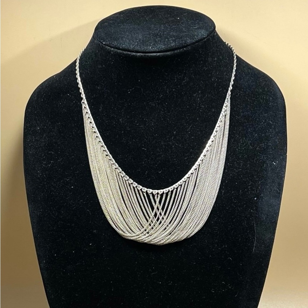 Elegant Vintage Solid Sterling Silver Multi Chain Necklace 1980’s